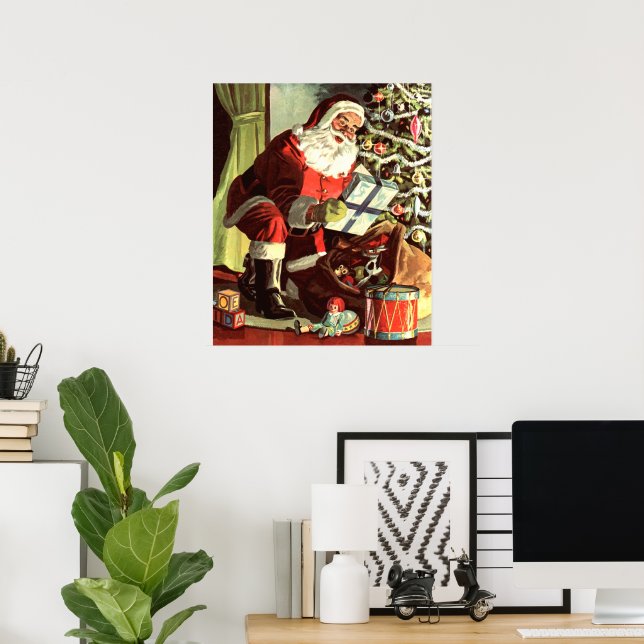 Julig nostalgi, Retro jul tomten med presenter Poster (Hemmakontoret)