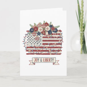Julig patriotisk amerikansk flagga "Glädje & Frihe Kort
