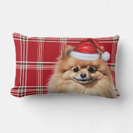 Julig Plaid för Pomeranian-älskare Lumbarkudde