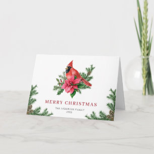 Julig Poinsettia Röd Kardinal Julhälsning Helgkort