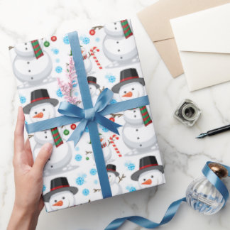Julig presentpapper med frostig snöman
