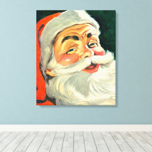 Julig Retro 50-tals Jul tomte Canvastryck