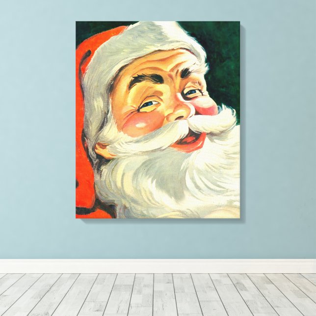 Julig Retro 50-tals Jul tomte Canvastryck (Insitu (trägolv))
