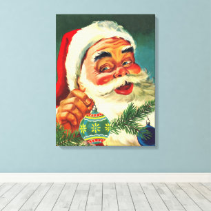 Julig Retro 50-tals Santa Claus Canvastryck