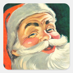 Julig Retro 50-tals Santa Claus Fyrkantigt Klistermärke