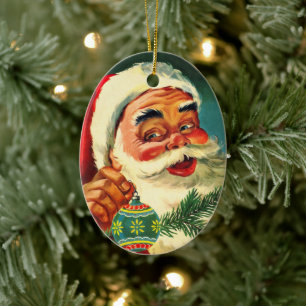 Julig Retro 50-tals Santa Claus i vintage-stil Julgransprydnad Keramik