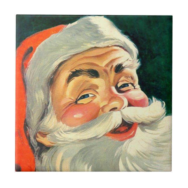 Julig Retro 50-tals Santa Claus Kakelplatta (Framsidan)