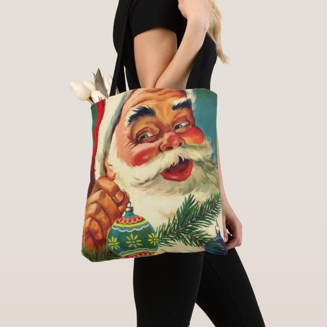 Julig Retro 50-tals Santa Claus Tygkasse (Närbild)