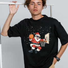 Julig Retro Jul Santa som Dunkar En Basketboll T Shirt