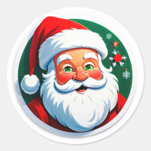 Julig Santa Claus-ansikte Runt Klistermärke