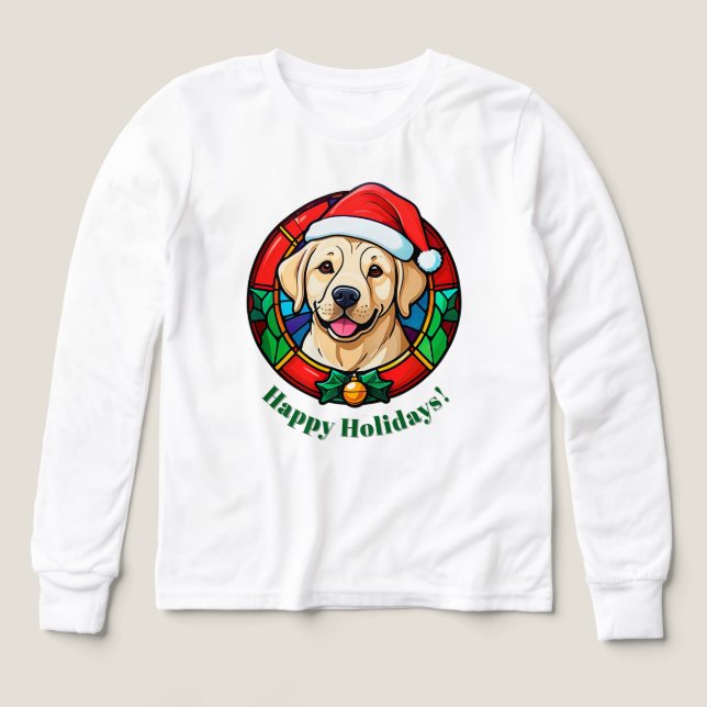 Julig Santa Hatt Hund Tecknad T Shirt (Design framsida)