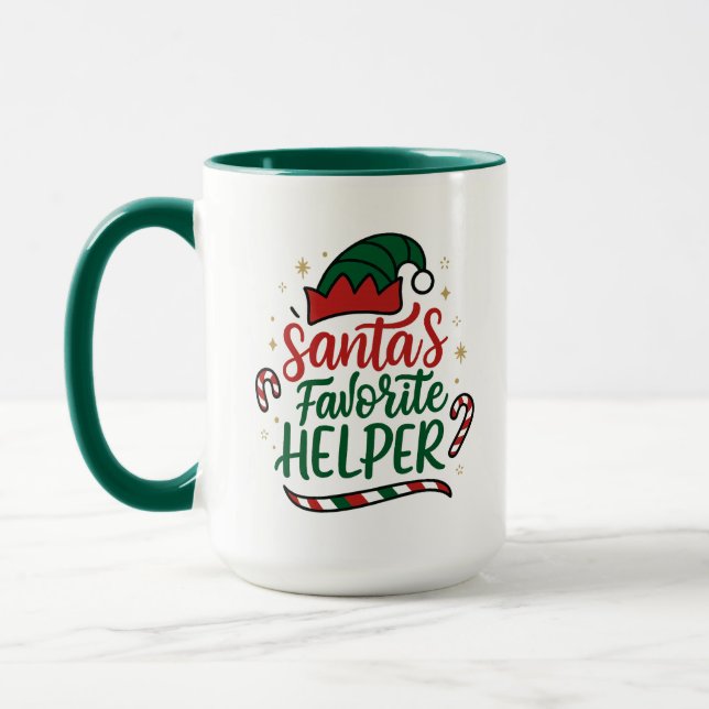 Julig Santa Hjälpare Jul Kombinations Mugg (Vänster)