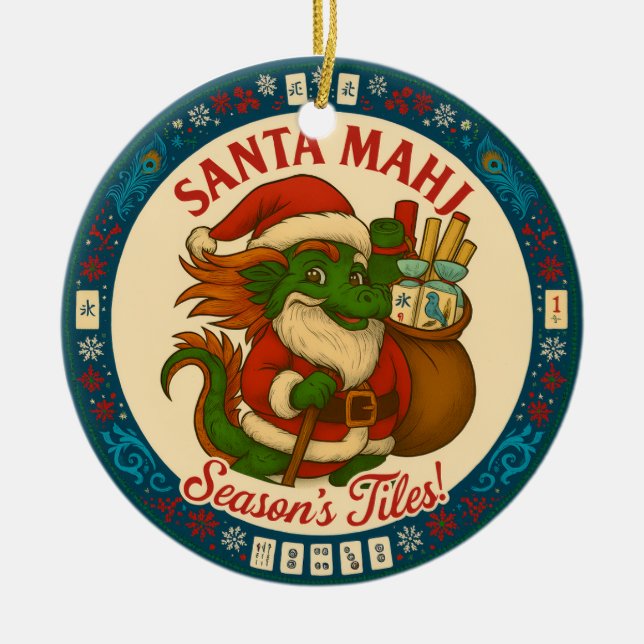 Julig Santa Mahj-ornament  Julgransprydnad Keramik (Framsidan)
