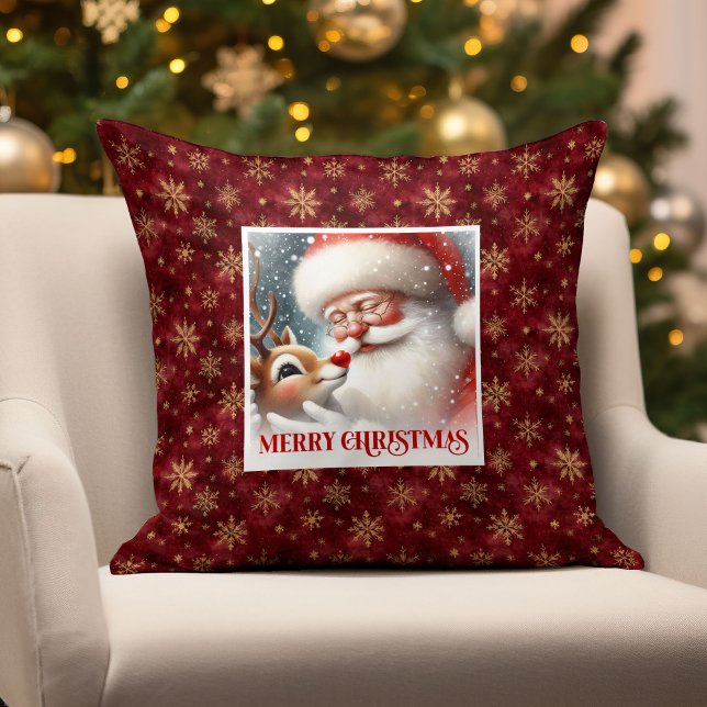 Julig Santa och Rudolph julkuddfodral  Kudde (Festive Santa and Rudolph Christmas Throw Pillow Gift

)