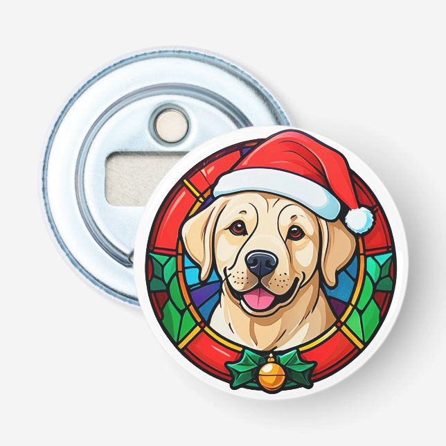 Julig Santahatt Hund Tecknad Flasköppnare (Framsidan)