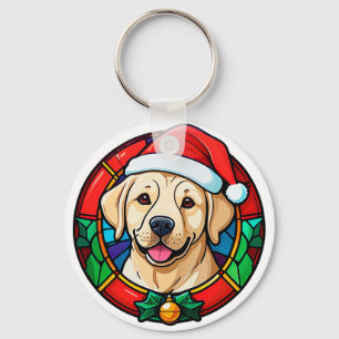 Julig Santahatt Hund Tecknad Nyckelring