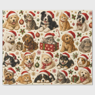 Julig Santamössa Husdjur Mönster Presentpapper
