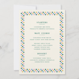 Julig schackbräda julmenykort - turkos julkort