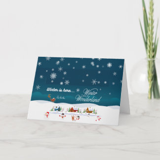 Julig Snöig By Anpassningsbar Inre Text Helgkort