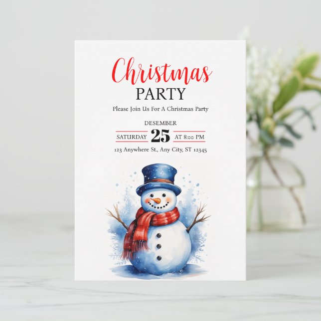 Julig Snömannen Julfest Inbjudan (Stående Fram)
