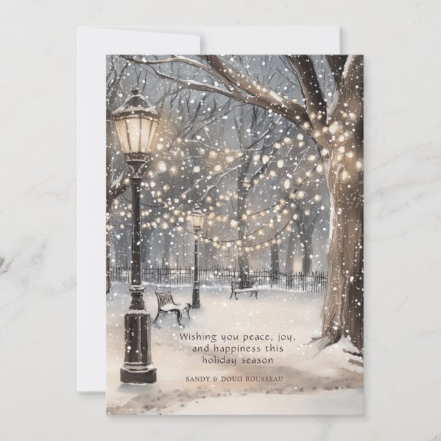 Julig snönatt julkort (Framsida)