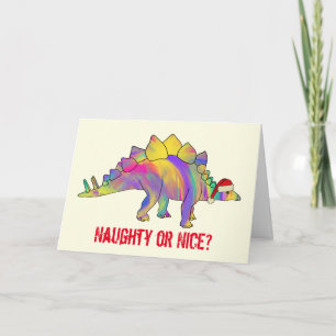 Julig Stegosaurus Rolig Tomte Dinosaurie Slogan Kort