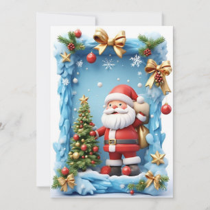 Julig tomte med julgran julkort