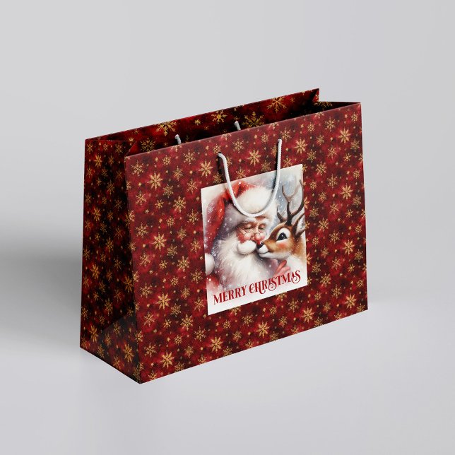 Julig Tomte och Rudolf Tecknad Jul Barn  (Festive Santa and Rudolph Cartoon Christmas Kids Bag

)