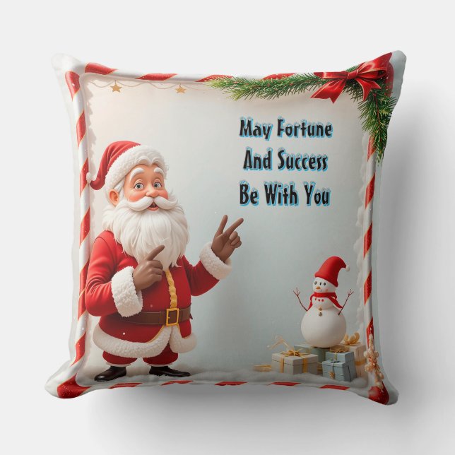 Julig Tomte och Snöman Kudde (Framsida)