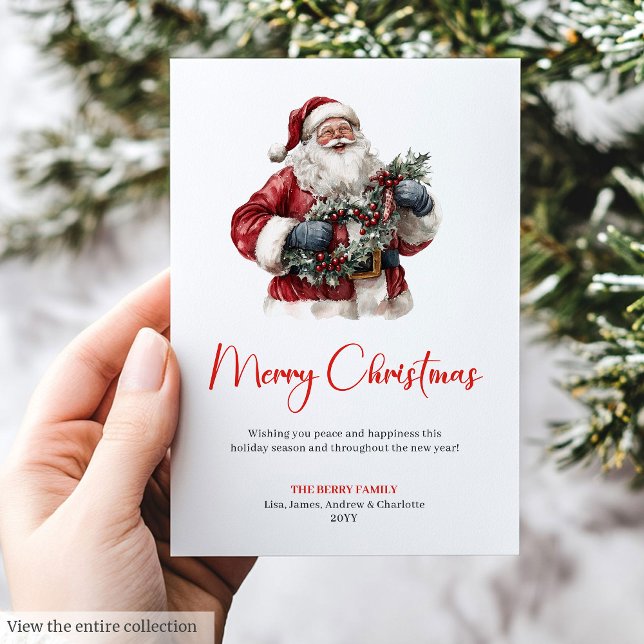 Julig Tomte Traditionell God Jul  Julkort (Festive Santa Claus Traditional Merry Christmas Card)