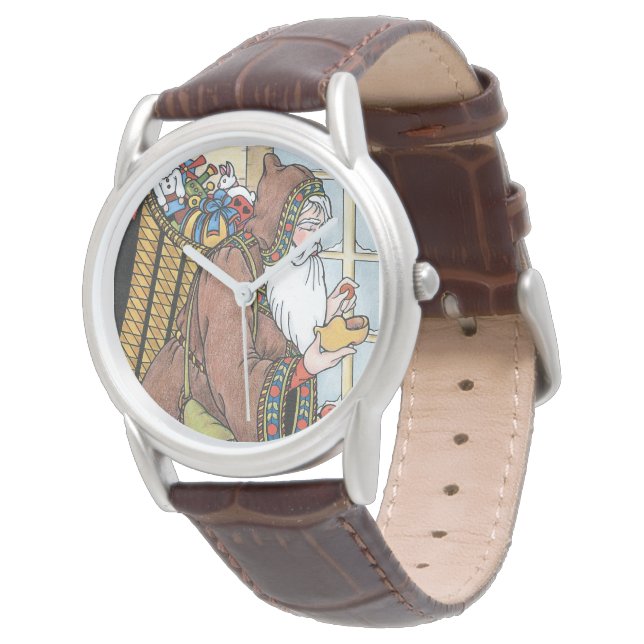 Julig tröja, Tomte Lekar Träskor Skor Armbandsur (Vinklad)