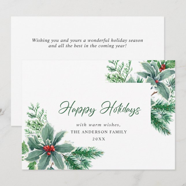 Julig Vattenfärg Julbär Julhälsning Julkort (Fram/baksida)