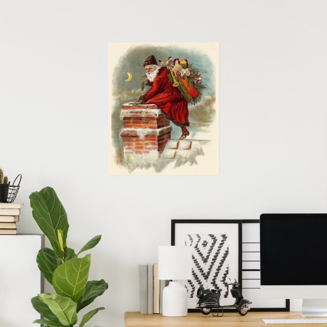 Julig Victorian Saint Nicholas på taket Poster (Hemmakontoret)