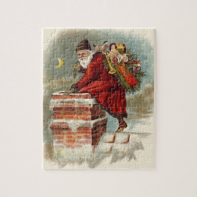 Julig Victorian Saint Nicholas på taket Pussel (Vertikal)
