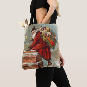 Julig Victorian Saint Nicholas på taket Tygkasse