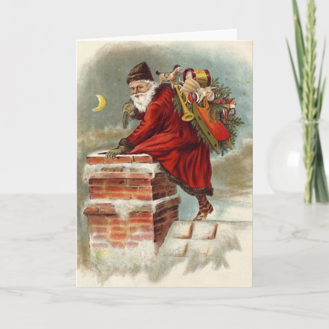 Julig Victorian Sankt Nikolaus på taket Kort (Framsida)