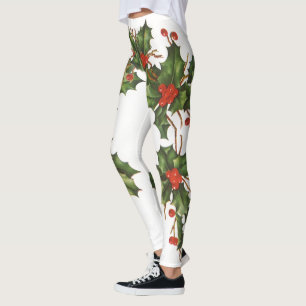 Julig vintage, järnek med röda bär leggings