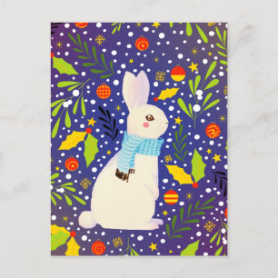 Julig vintage kanin i snö helg vykort