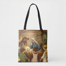 Julig vintage, religiös julkrubba med Jesusbarnet