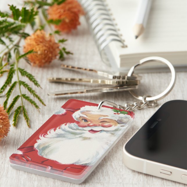Julig vintage Santa Claus, glad och blinkande (Högra Framsidan)