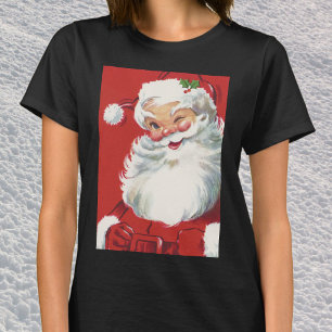 Julig vintage Santa Claus, glad och blinkande T Shirt