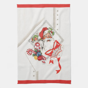 Julig vintage, Tomte med sockerrör Kökshandduk