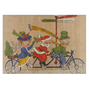Julig vintage, viktoriansk jultomte på cykel