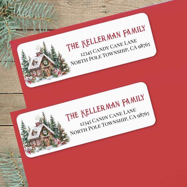 Julig Vinter Jul Returadress Etikett (Festive Winter Christmas Return Address label)