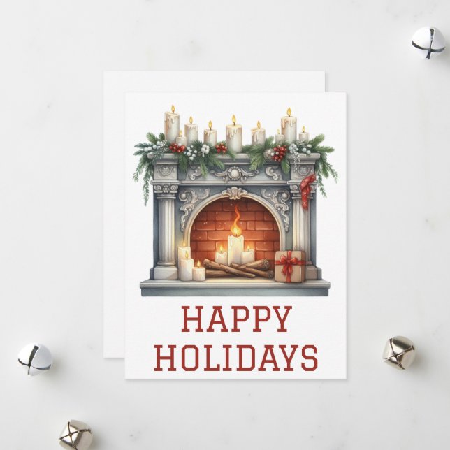 Julig Vinterbrand Fireplace Card Julkort (Fram/Back In Situ)