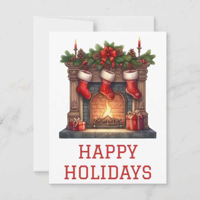 Julig Vinterbrand Fireplace Card Julkort (Framsida)