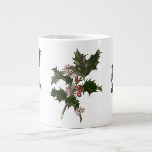 Julig vintrig stämning, grön järnekväxt med bär jumbo mugg