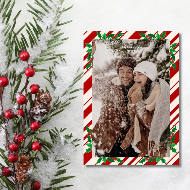 Juliga bär och grönska God Jul Foto Julkort (Skapare uppladdad)