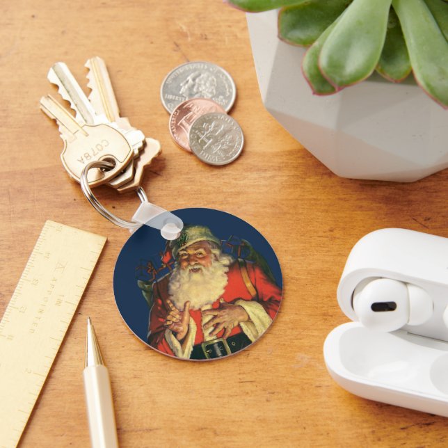 Juligt jul, glädjefull tomte med presenter nyckelring (Skrivbord)