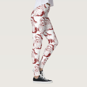 Juligt jul, retro Santa Klaus i rött Leggings